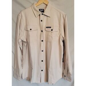 Public Supply Co Mens Long Sleeve Beige Flex Shirt Snap Front W/Pockets Size L